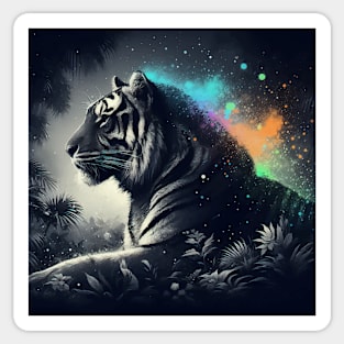 Monochromatic Tiger Within Rainbow Colors Sticker